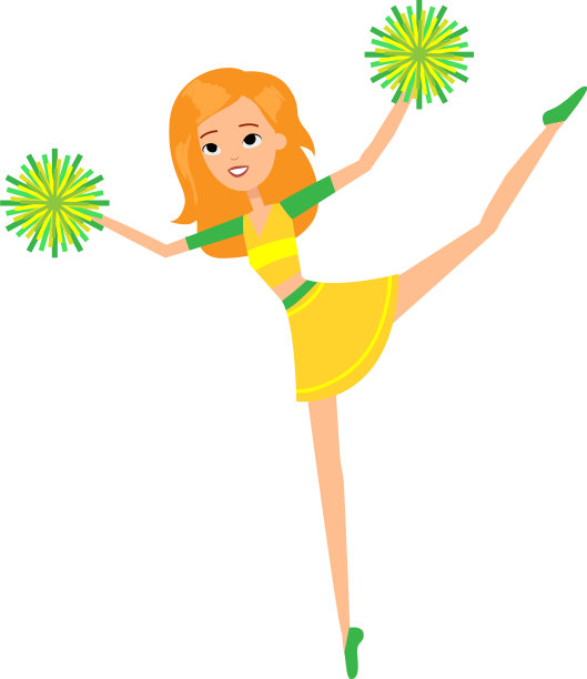 微笑女孩拉拉队穿着黄色服装图片下载