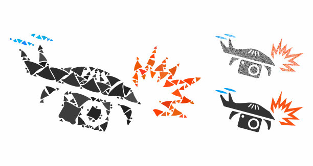 间谍无人机爆炸马赛克图标不相等的部分图片下载