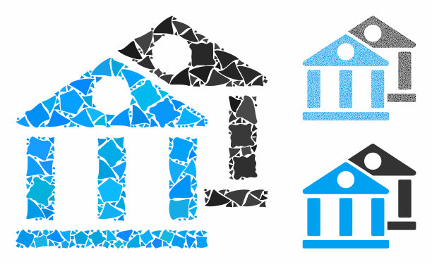 银行马赛克图标突兀的部分图片下载