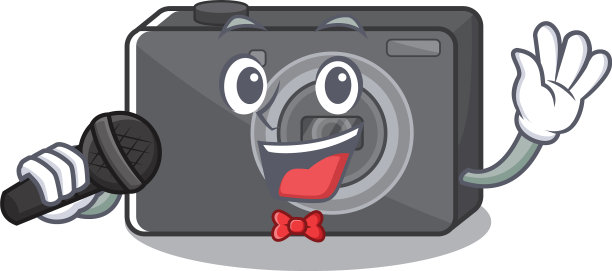 带着吉祥物唱歌的数码相机图片下载