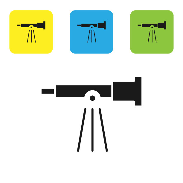 黑色望远镜图标孤立在白色背景上图片下载