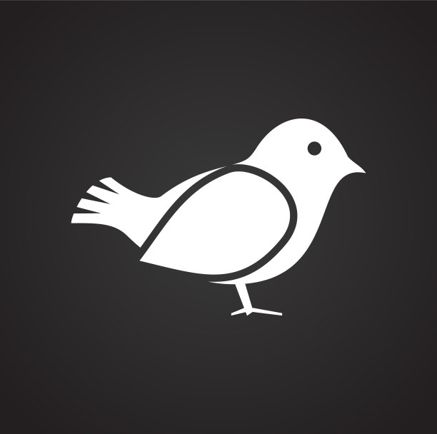 鸟类图标设置在黑色背景的图形和图片下载