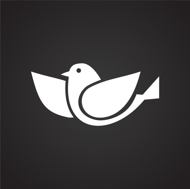 鸟类图标设置在黑色背景的图形和图片下载