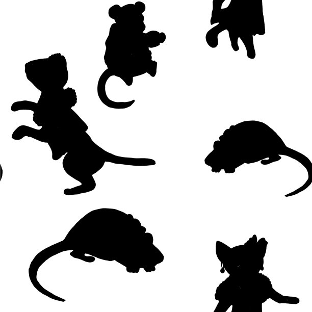 黑白相间的猫和老鼠图案图片下载