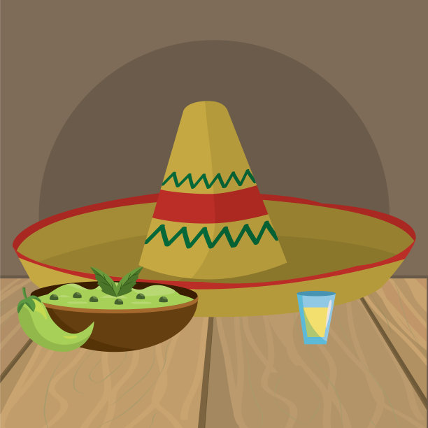 美味的墨西哥食物卡通餐厅桌上图片下载