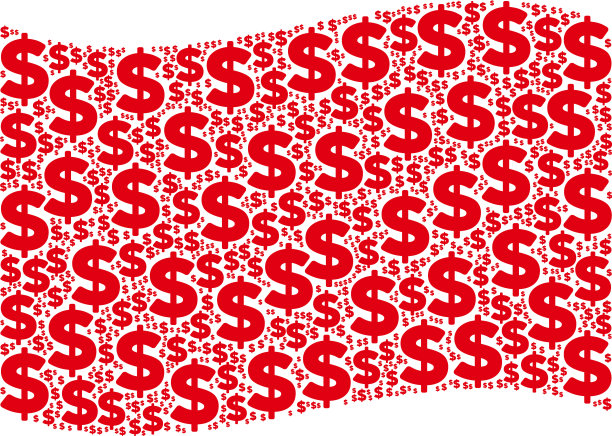 挥舞着红旗图案的美元图标图片下载