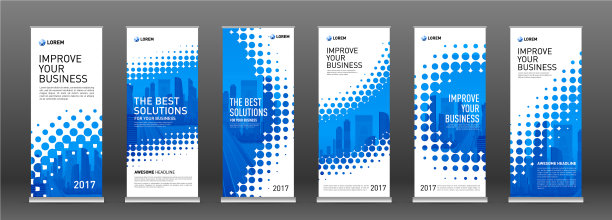 半色调卷旗设计模板集图片下载