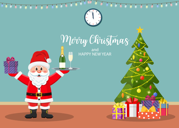 有门和树的圣诞室内图片下载