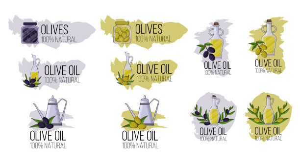 设置卡通风格的橄榄油标志图片下载