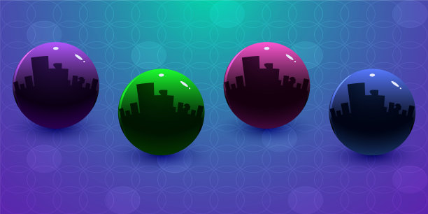 彩色光滑的球与反射明亮图片下载