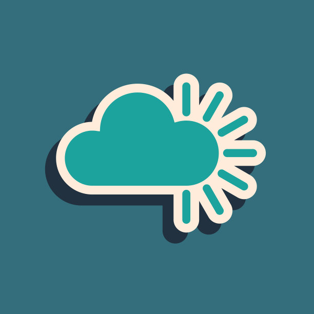 绿色多云图标孤立在蓝色背景图片下载