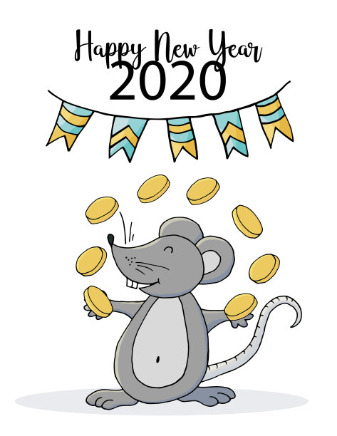 新年快乐，可爱的老鼠或老鼠的象征2020图片下载