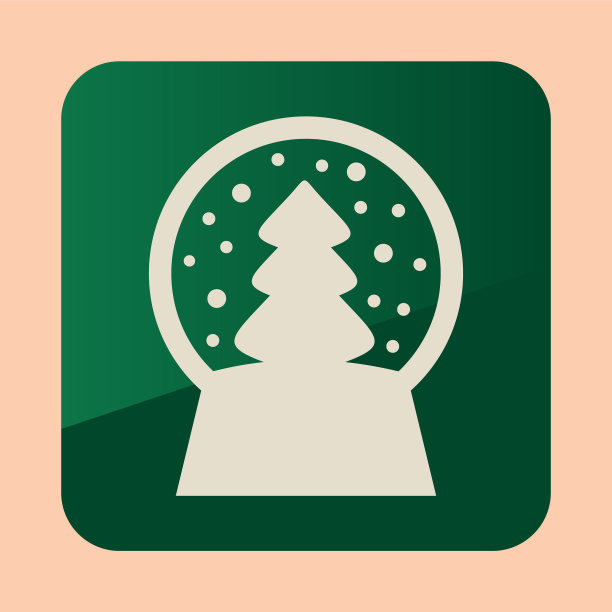 圣诞雪花玻璃球里面有一棵树的平面图标图片下载