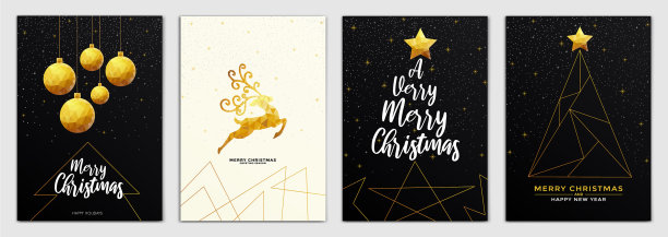 圣诞派对传单设计-金色的装饰品图片下载