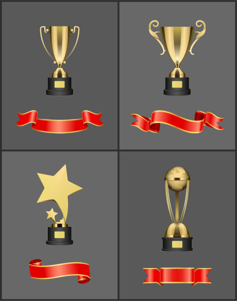 金杯和彩带彩旗集图片下载