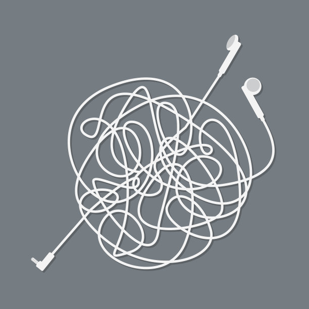 白色耳机缠线设计图片下载