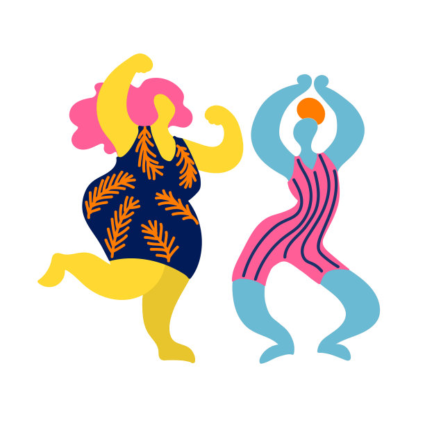 平配涂鸦跳舞的男士亮色新潮图片下载