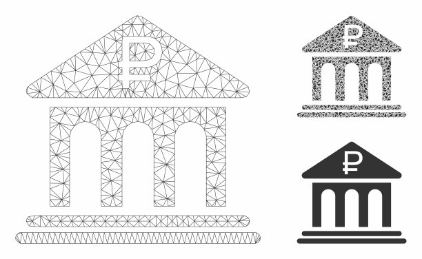 卢布银行建筑网丝框架模型图片下载