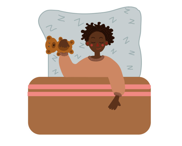 一个非裔美国男孩拿着玩具在床上睡觉图片下载