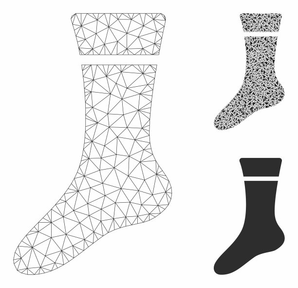 袜子网线框模型和三角形图片下载