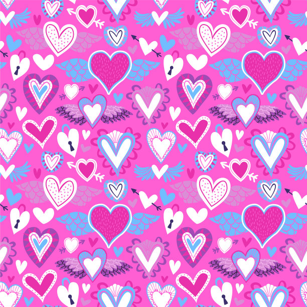 粉色心形图标无缝图案的爱的概念图片下载