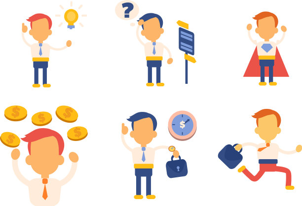 平装办公人员在不同图片下载