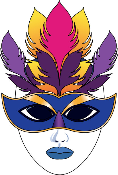 狂欢节面具脸上有羽毛的图标图片下载