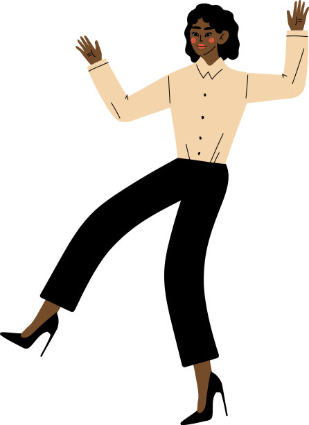 女孩跳舞举起她的手卡通图片下载