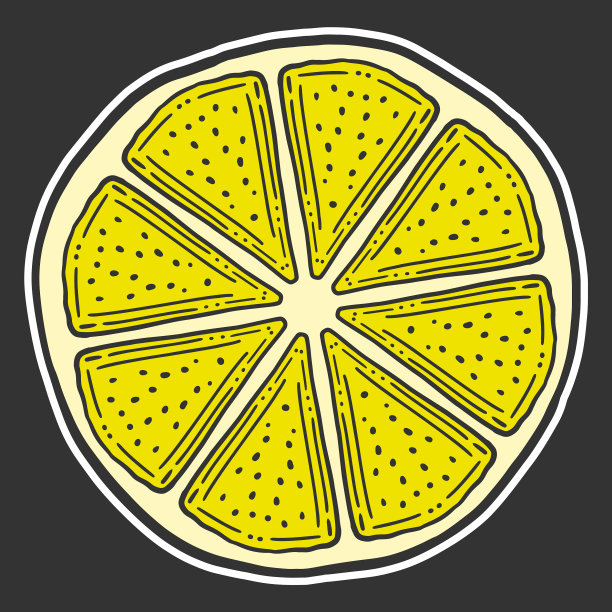 新鲜柠檬，半片橙子在涂鸦和图片下载