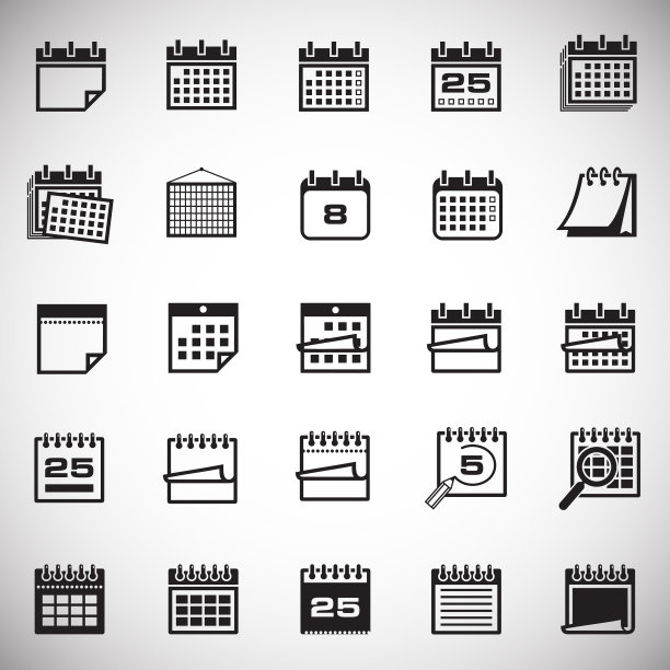 日历图标设置为白色背景的图形图片下载