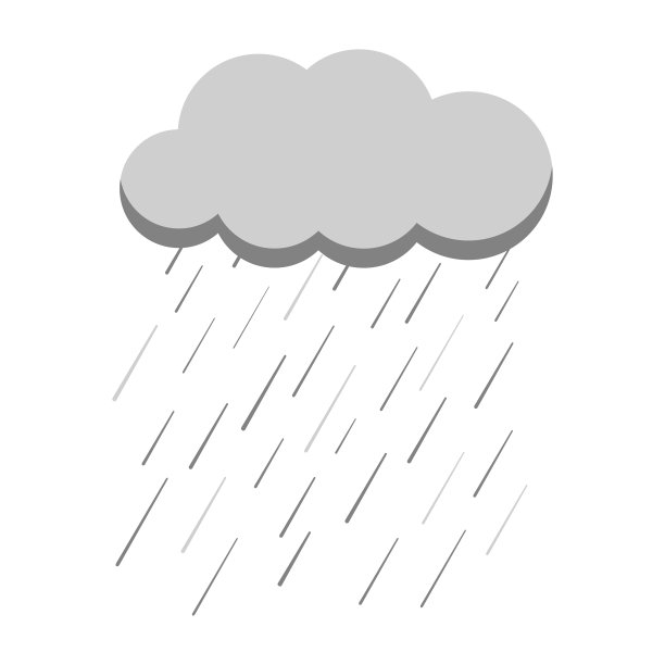 灰色卡通风格的图标雨与云图片下载