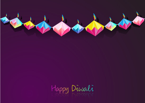 快乐的排灯节庆祝在折纸风格图片下载