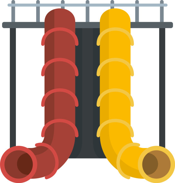 水上乐园管道滑梯图标平坦风格图片下载