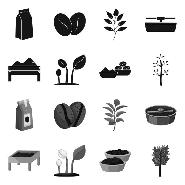 孤立的对象进程和农场图标集图片下载