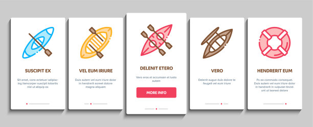 独木舟上的元素图标设置图片下载