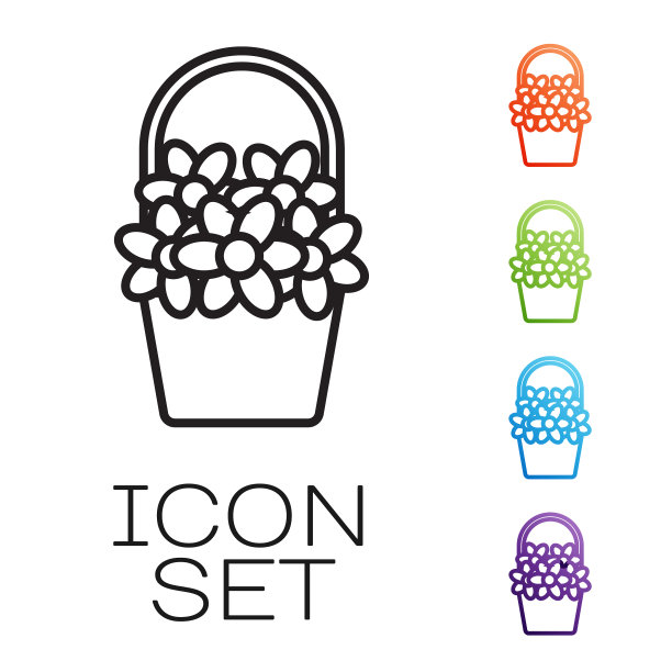 在花篮上用黑线隔开图标图片下载