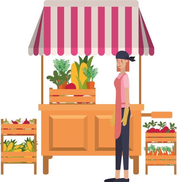 蔬菜摊贩女子与孤立的图标图片下载