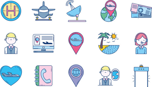 旅游航空运输机场图标图片下载