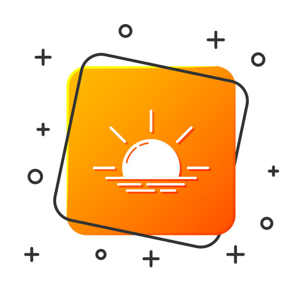 白色日出图标孤立在白色背景上图片下载