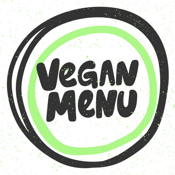 社交媒体上的素食菜单绿色生态贴纸图片下载