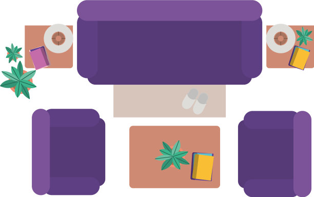 鸟瞰图的客厅孤立的图标图片下载