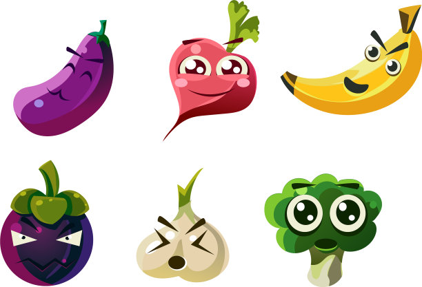 平装人性化的蔬菜和水果图片下载