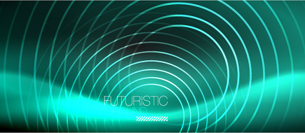 黑色抽象背景与发光的霓虹灯圈图片下载