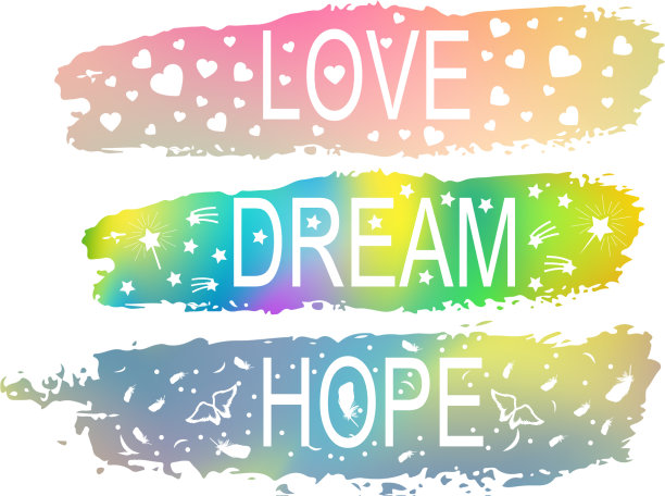 爱，梦，希望，一套短语的口号上图片下载