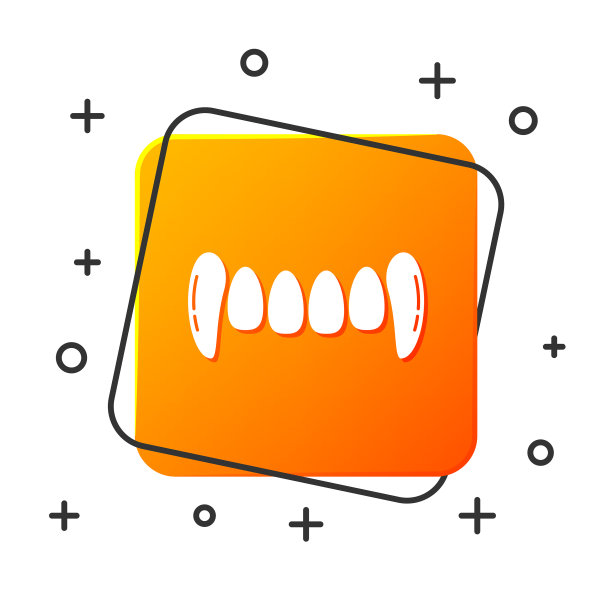 白色吸血鬼的牙齿图标孤立在白色图片下载