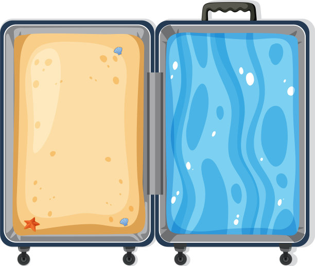 沙滩和冲浪旅行箱概念图片下载