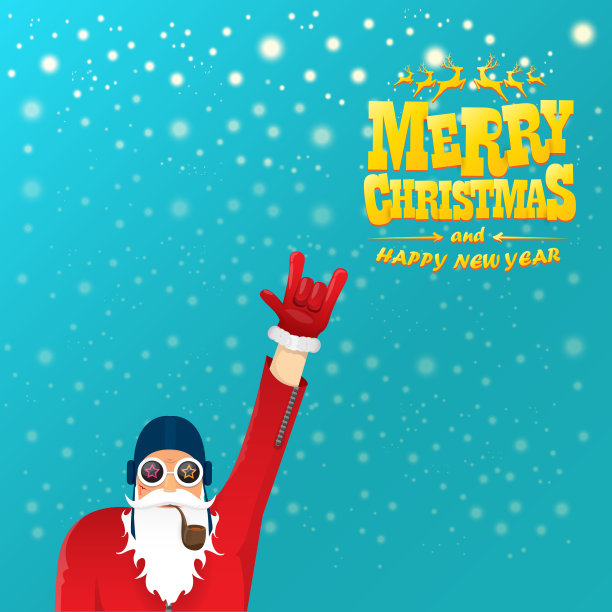 摇滚圣诞老人抽烟斗图片下载