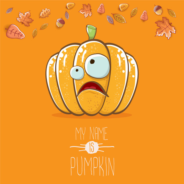 有趣的卡通可爱的橙色微笑南瓜图片下载