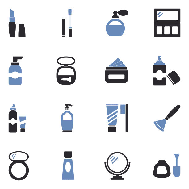 化妆品的图标。双色调平面设计。矢量插图。图片下载