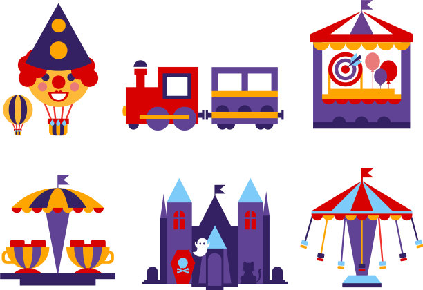 一套不同的游乐设施图片下载